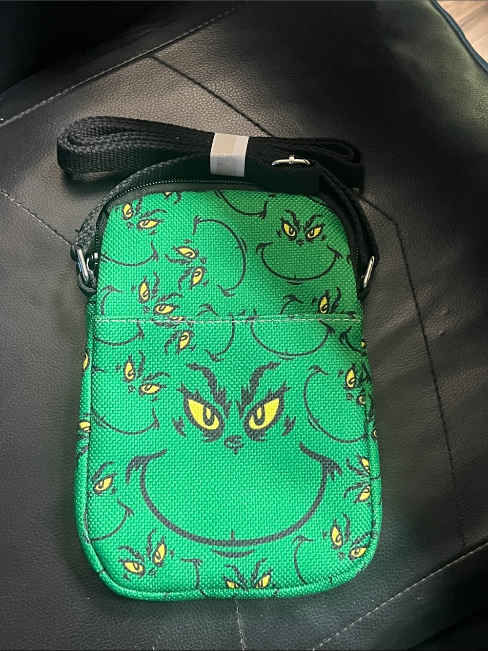 Green Grinch Face Crossbody Pouch